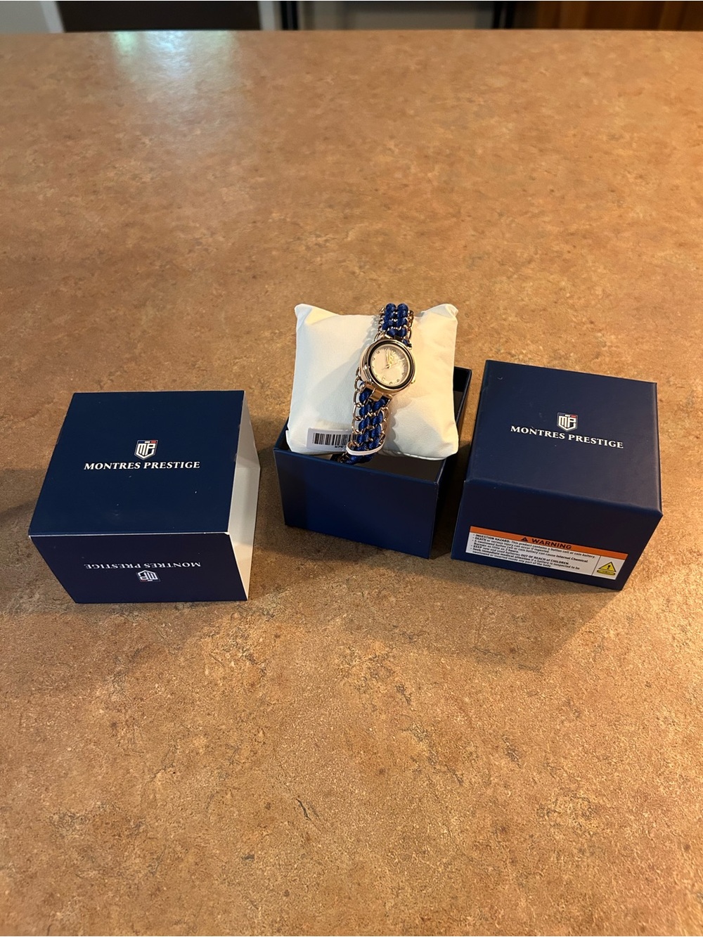 Women's Blue and Gold Chain-Link Watch